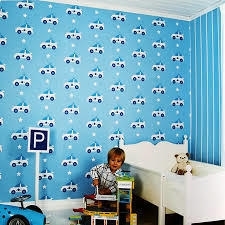 auto behang blauw wit jongens 11-10263