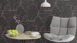3D BLOEMEN BEHANG ROZEN BRUIN XXX11