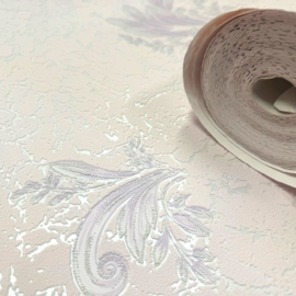 Bloemen lila vinyl behang overschilderbaar 5022-16