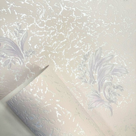 Bloemen lila vinyl behang overschilderbaar 5022-16