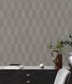 Taupe retro behang 3d  38592-3