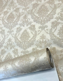 velours barok behang licht goud zandkleur fluweel structuur