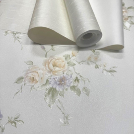 bloemen behang zachte kleuren glim