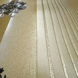 Goud streep ornamenten behang luxueuze en elegante uitstraling