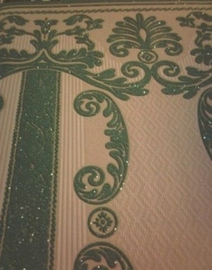 behang groen lambrisering vlies met glitter x48