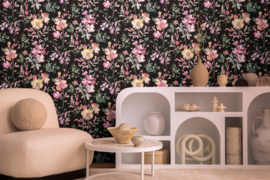 COSMOLiving - Vliesbehang met speels bloemenpatroon