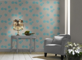 BLAUW BLOEMEN BEHANG  599022
