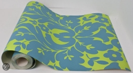 Dutch Wallcoverings Schuimvinylbehang barok groot - Groen/blauw