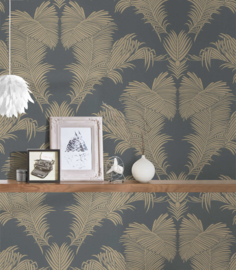 Barok zwart Goud veren 37939-3