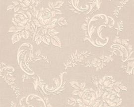 Glitter Bloemen behang beige creme 33867-6