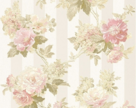 Behang Bloemen creme groene AS Romantica 30446-1