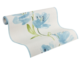 blauw bloemen behangpapier vlies 331410