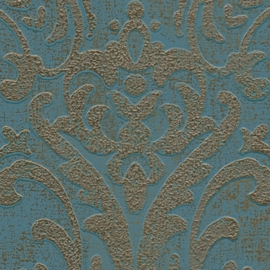 Exclusief behang blauw goud 39112-4