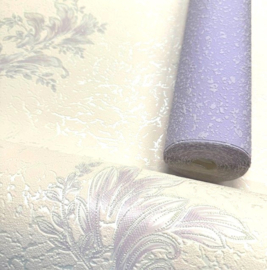 Bloemen lila vinyl behang overschilderbaar 5022-16
