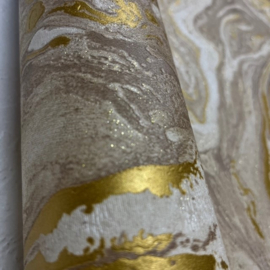 zandkleur vliesbehang marmer goud structuur glitter 3D