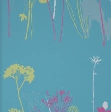 Lef bloemen behang 48923 blauw