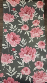 rood zwart bloemen behang xx10