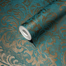 Exclusief behang blauw goud 39112-4