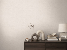 COSMOLiving - Modern effen behang met fijne, zijdeglanzende textiellook – Beige, Goud
