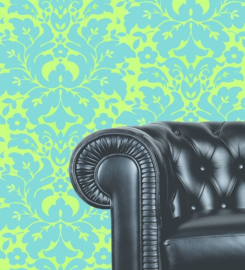 Dutch Wallcoverings Schuimvinylbehang barok groot - Groen/blauw