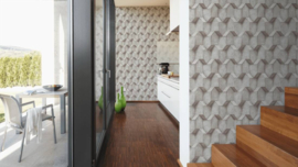 Taupe 3D retro behang 38827-3