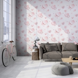 Meisjes behang hartjes 3D Pink hartjes