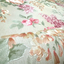 Bloemen behang roze glitter dubbel breed 34148-2