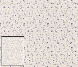 Bloemen Behang 400915 Engelse blauwe kleine bloementjes