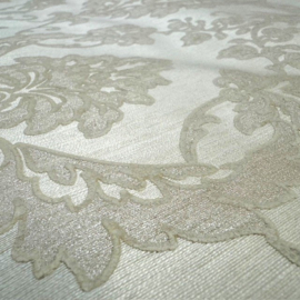 velours barok behang licht goud zandkleur fluweel structuur