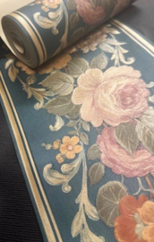 Engelse bloemen behangrand klassiek oud groen Rsch 60299