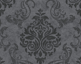 Behangpapier barok zwart grijs 95372-3