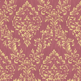 Rood goud barok textiel behang glitter 30659-6