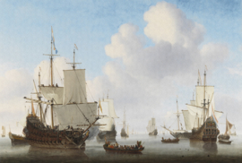 Dutch Wallcoverings Painted Memories Mural met lijst Dutch Ships 8024F