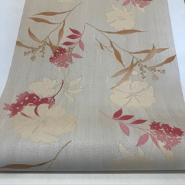 Bloemen behang beige rood creme Amaryllis bloem