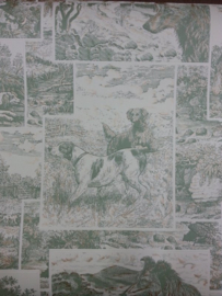 speurhonden groen creme honden behang 819823