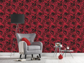 Rood rozen behang 37004-2