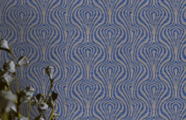 Retro behang blauw 546019