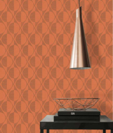 Oranje retro behang 3d pop style 37478-4