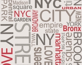 Behangpapier New York rood  93562-1