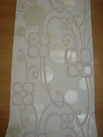 creme wit beige retro glim vlies behang 124