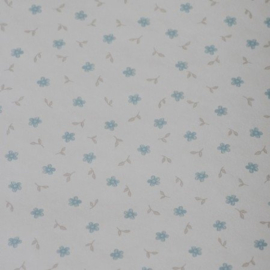 Engelse bloemen behang wit licht blauw beige vlies