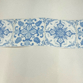 delfs blauw behangrand mozaiek