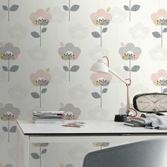 Modern bloemen behang pastel kleuren linnen look rasch 277029