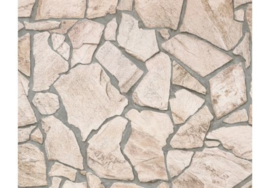 3d steen behang A.S. Création Wood'n Stone Beige, Bruin, Grijs