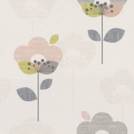 Modern bloemen behang pastel kleuren linnen look rasch 277029