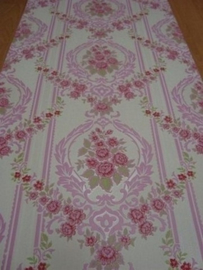 barok behang vinyl roze wit bloemen 94