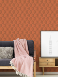 Oranje retro behang 3d pop style 37478-4