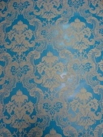 barok behang vinyl blauw wit 101
