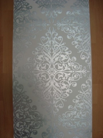barok zilver wit vinyl behang 6837-0