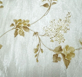 bloemen behang goud wit 37251-2 satijn